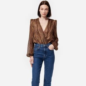 NWT CAMI NYC Isa leopard silk bodysuit